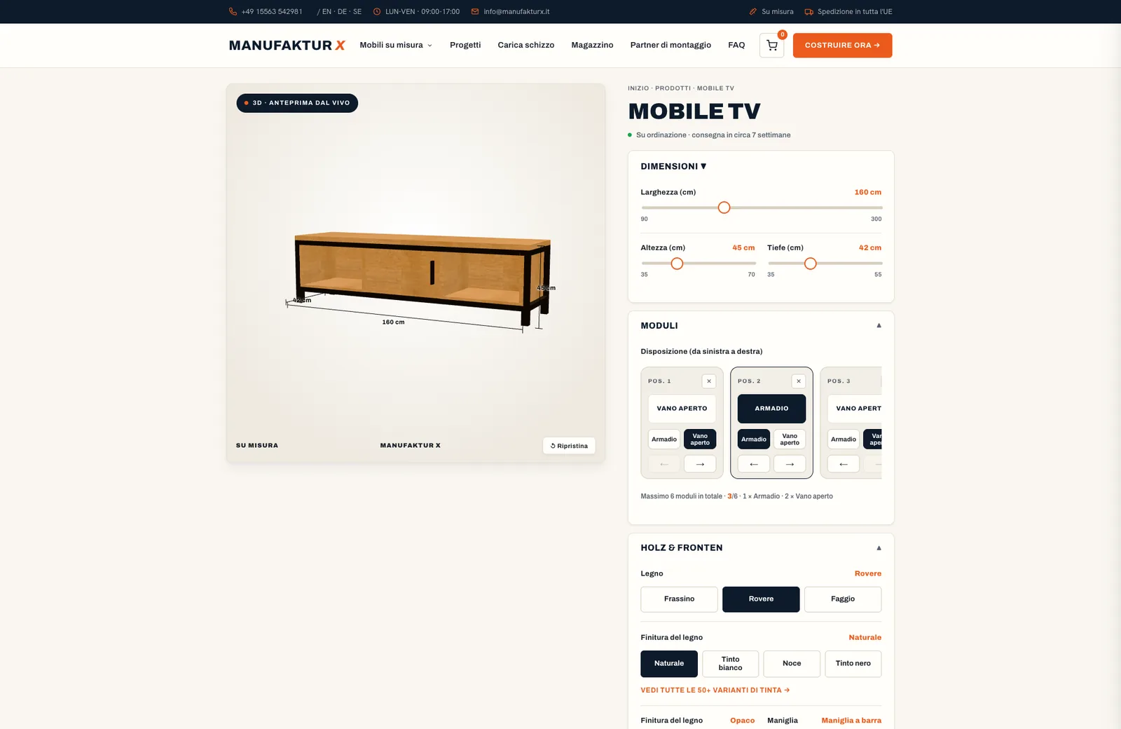 Mobile TV - 3D-configuratore, Manufaktur X